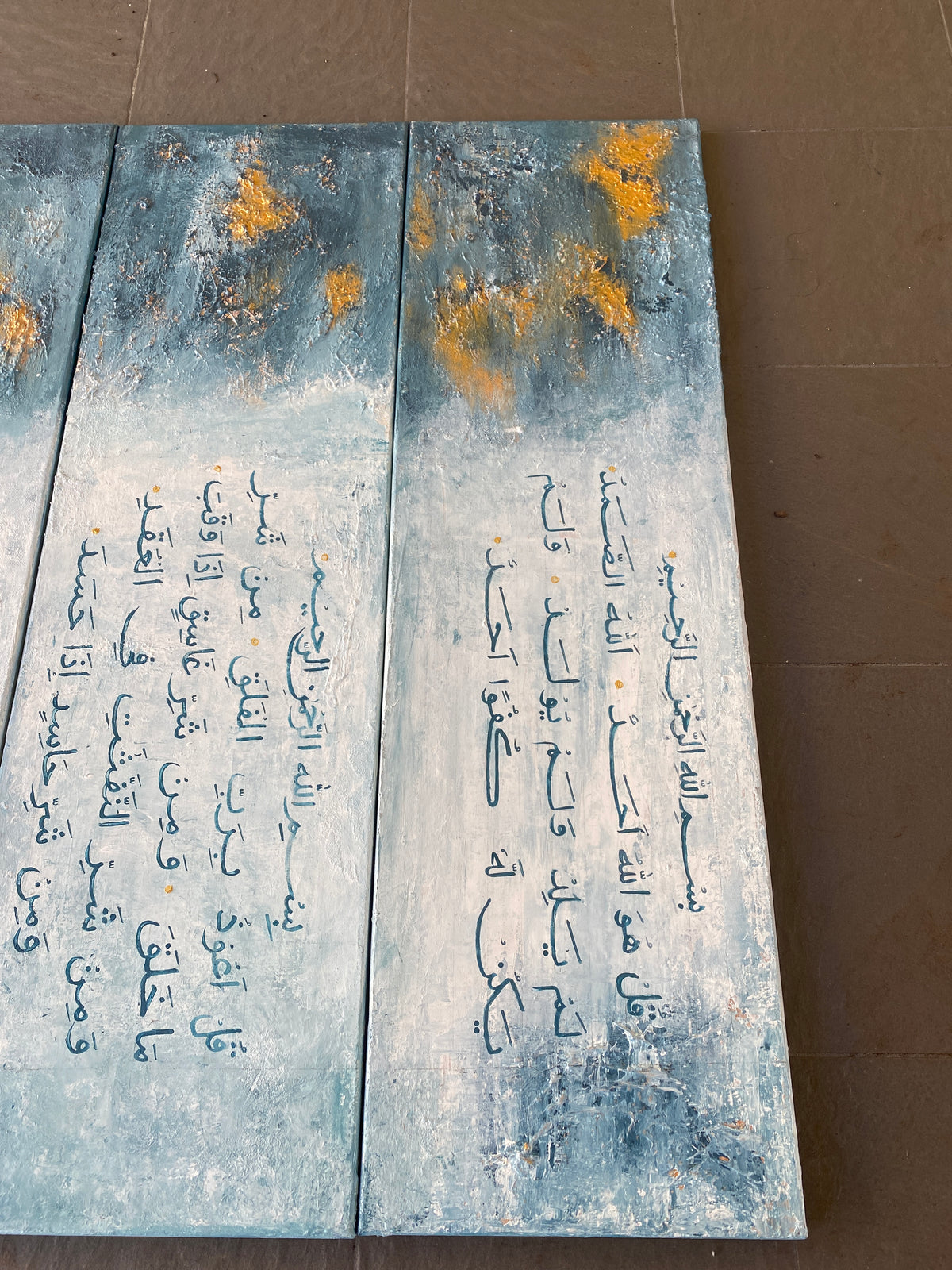 4 Quls modern abstract Islamic calligraphy, hand painted canvas – view 16