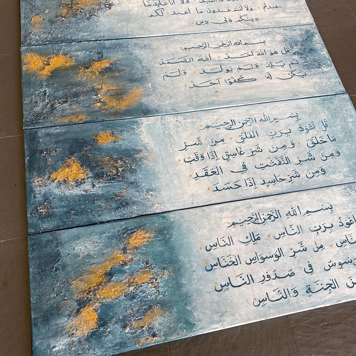4 Quls modern abstract Islamic calligraphy, hand painted canvas – view 13