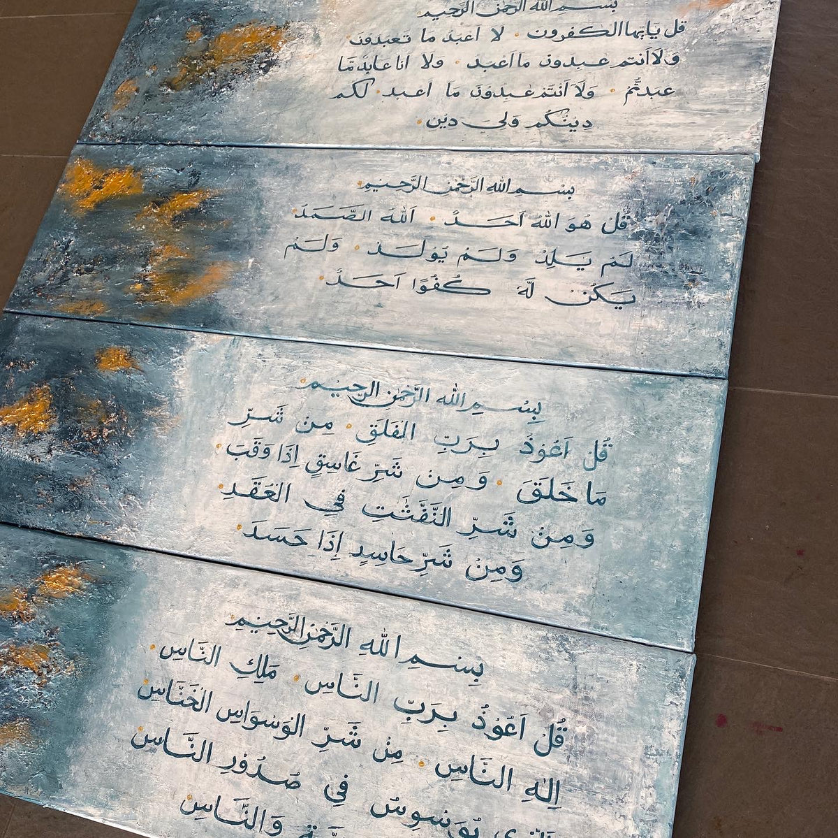 4 Quls modern abstract Islamic calligraphy, hand painted canvas – view 12