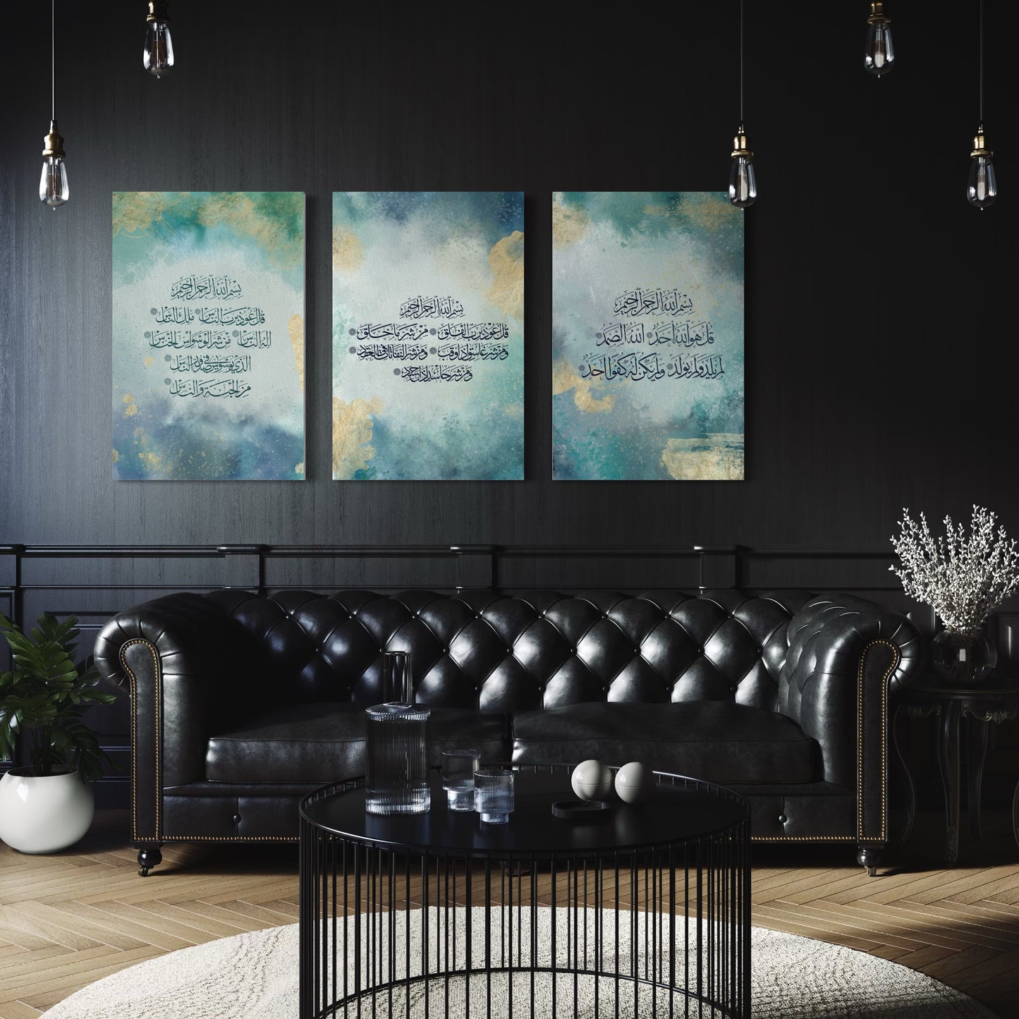 Set of 3 canvases Modern art print on canvas- 3 Quls - Islamic modern Wall Art Print on canvas