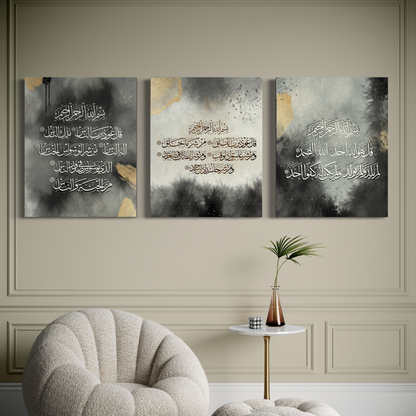 Set of 3 canvases Islamic modern Wall Art prints on canvas | 3 quls