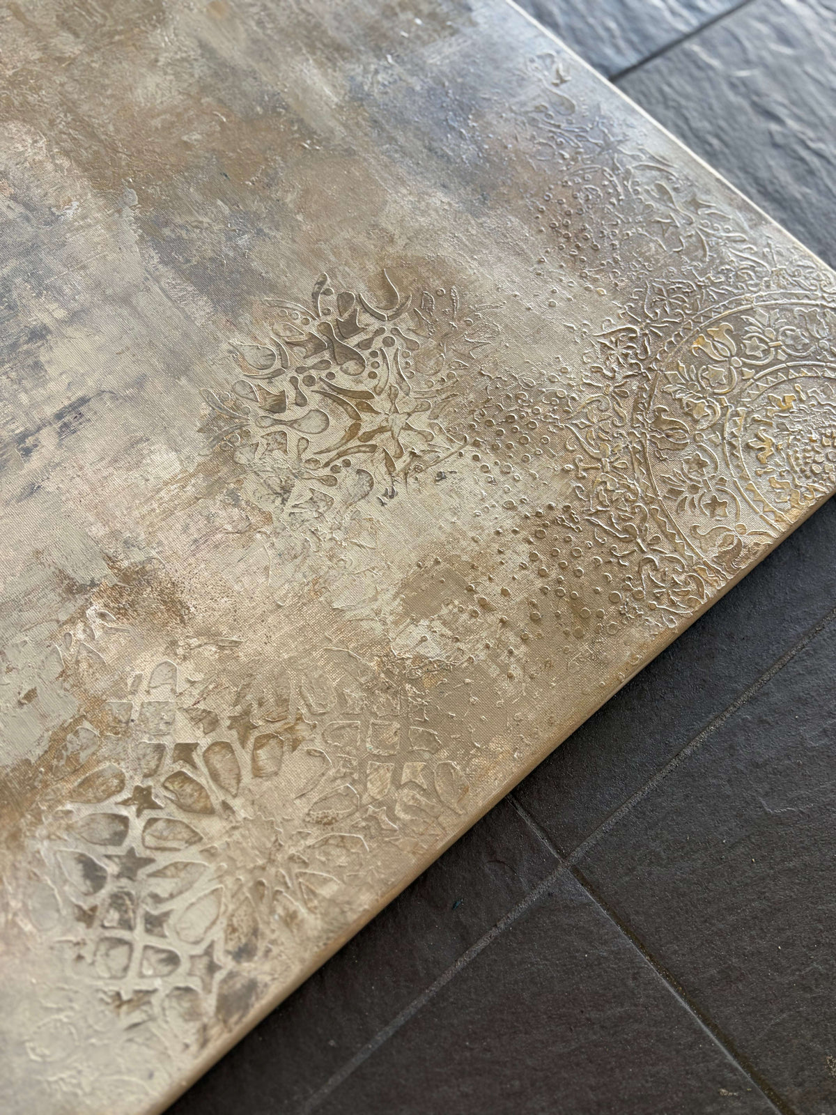 Alhamdulillahi Rabbil Aalameen hand painted stretched canvas – view 2