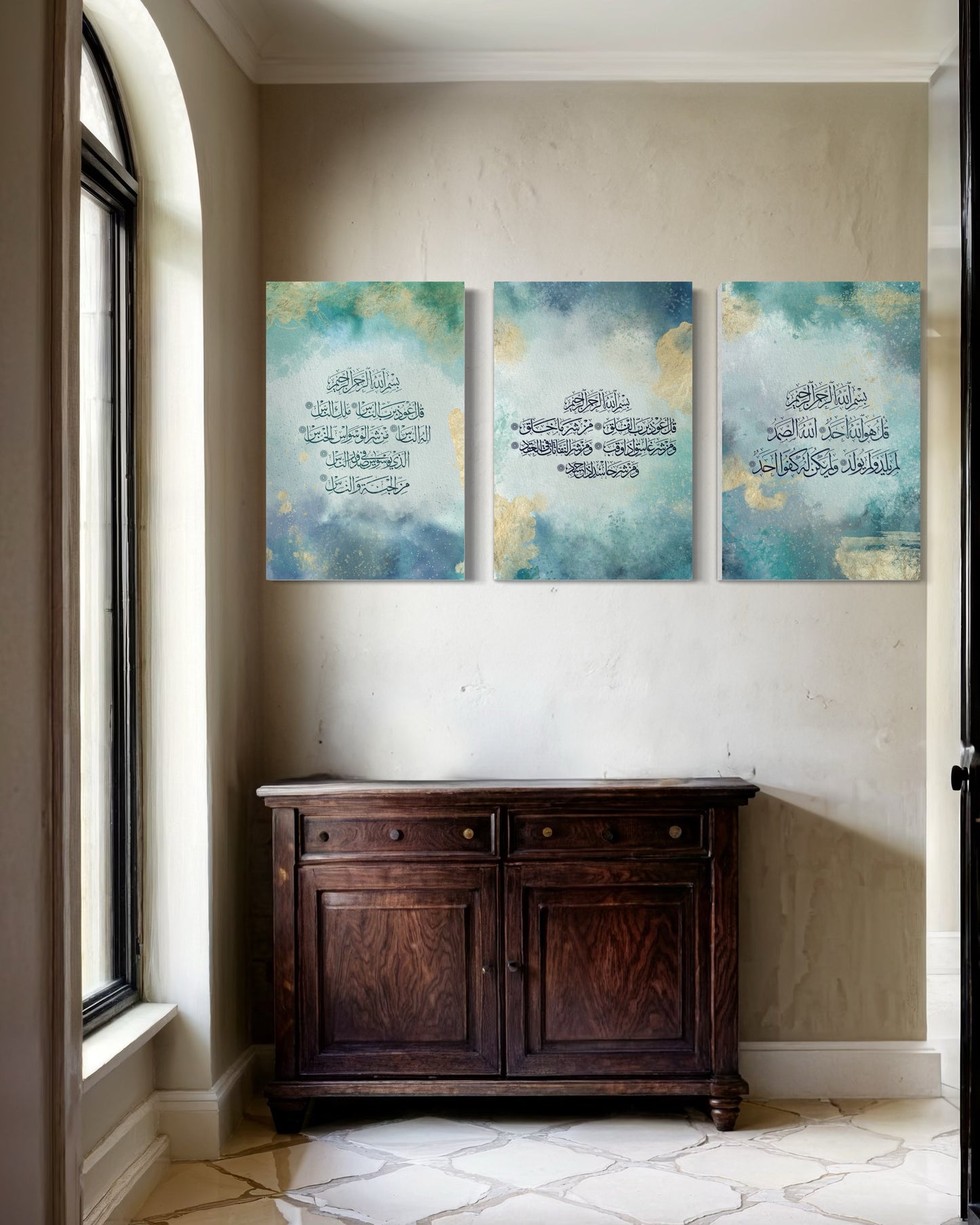 Set of 3 canvases Modern art print on canvas- 3 Quls - Islamic modern Wall Art Print on canvas