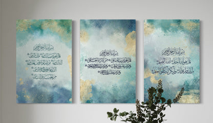 Set of 3 canvases Modern art print on canvas- 3 Quls - Islamic modern Wall Art Print on canvas
