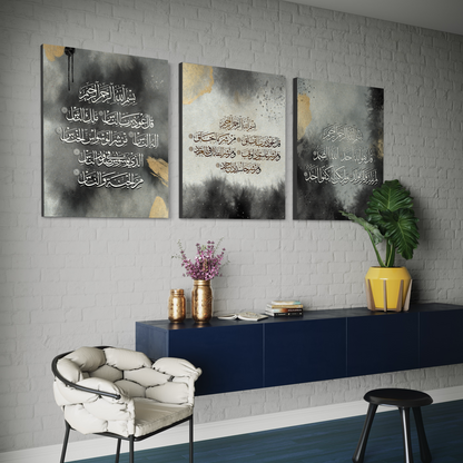Set of 3 canvases Islamic modern Wall Art prints on canvas | 3 quls